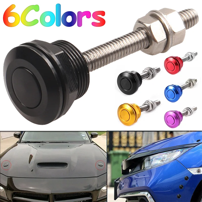 Kit perni per cofano con pulsante universale per auto Kit perni per cofano in lega di alluminio Chiusura a sgancio rapido Paraurti Blocco targa Clip Blocco cofano per auto