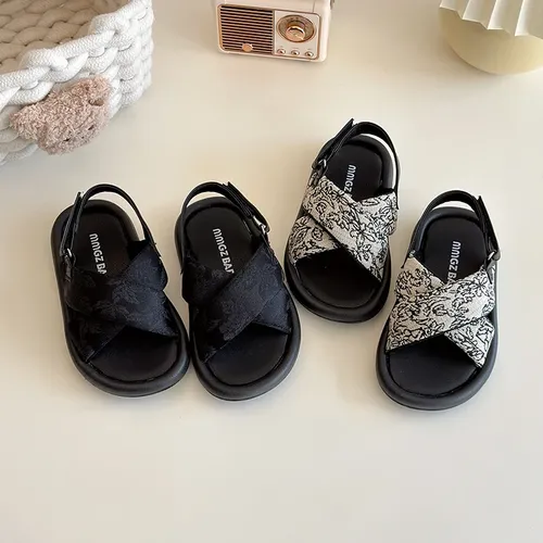 Chaussures de plage d'été pour filles, sandales décontractées de Style ethnique pour enfants,