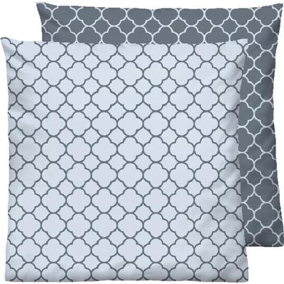 Kissenbezug BIBERNA "Mix & Match", blau (rauchblau, muster), B:40cm L:40cm, Mako-Satin, Obermaterial: 100% Baumwolle, Kissenbezüge, individuell kombinierbar Image