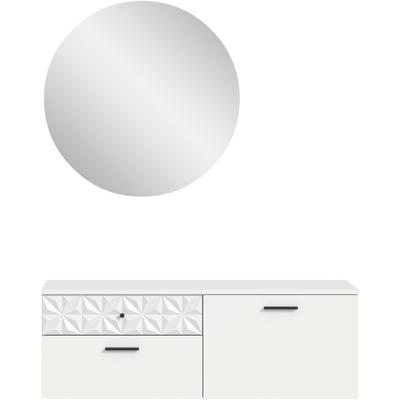 Garderoben-Set INOSIGN "VICENZA, 2-tlg., mit foraler Ornamentabsetzung in der Front", weiß, B:110cm H:192cm T:34cm, Kastenmöbel-Sets, best. aus.: Schuhschrank und Spiegelschrank Image