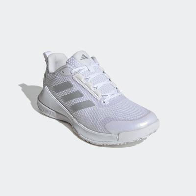 Hallenschuh ADIDAS PERFORMANCE "NOVAFLIGHT 2 INDOOR", Gr. 42,5, weiß (cloud weiß, silber metallic, cloud weiß), Textil, Synthetik, sportlich, Schuhe, besonders geeignet für Volleyball und Basketball Image