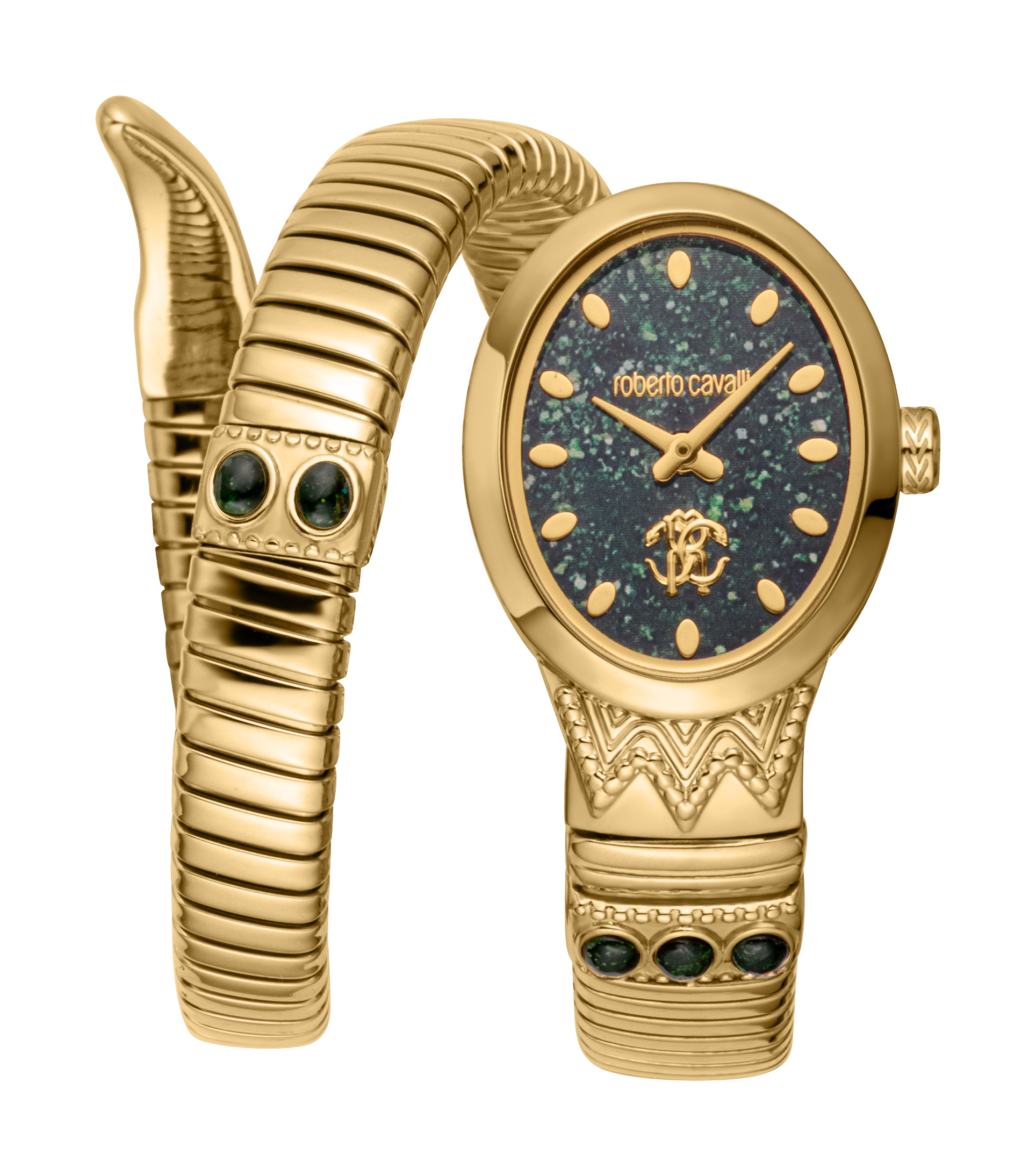 Roberto Cavalli Schlange Damen Edelstahl Gold Schlange Uhr Image