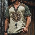 Homme T-shirt Chemise à manches courtes Manche Courte Col en V Été Arbre Viking Bohème ancien Occasionnel Ethnique et Religieux Épissure Vacances Rue Décontracté Quotidien Vert T-shirt haut de gamme