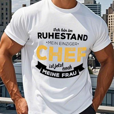 "TEMU Men's Retirement Chef Graphic T-shirt - Casual Summer Short Sleeve Crewneck, Olive Green Polyester Tee With Humorous "i'm Retired" Design, Machine Washable" Image