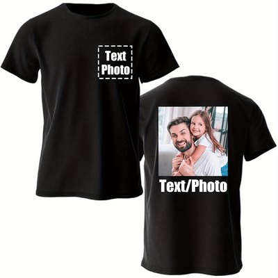 TEMU Customizable Men's T-shirt - Quick-dry, Breathable Fabric With Personalized , Ideal For Photos, Gifts, Training, Fitness, Casual Summer Wear, Everyday Tshirt|custom Graphic Tee|glossy Textur Image