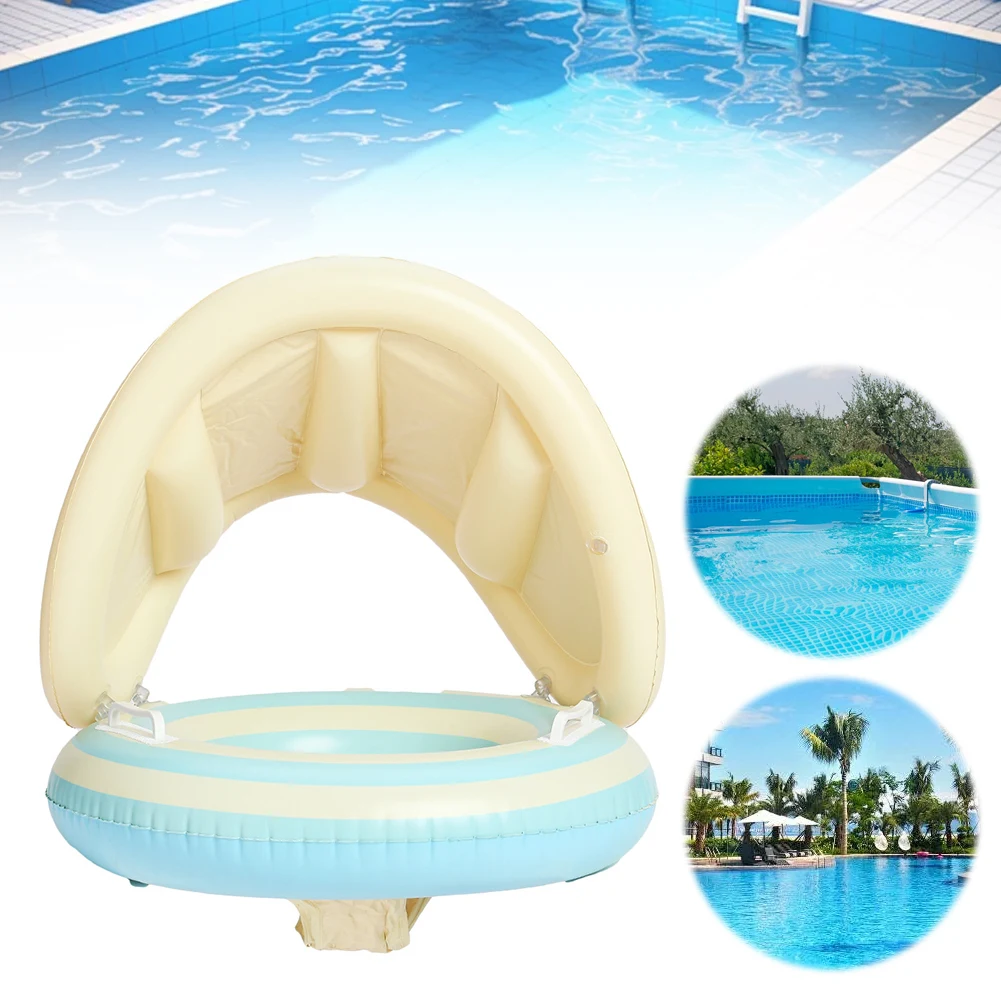 Baby-Schwimmring, aufblasbarer Schwimmring mit abnehmbarem Sonnenschirm, Kindersitzring, auslaufsicherer Babypool für Kinder und Kleinkinder Image