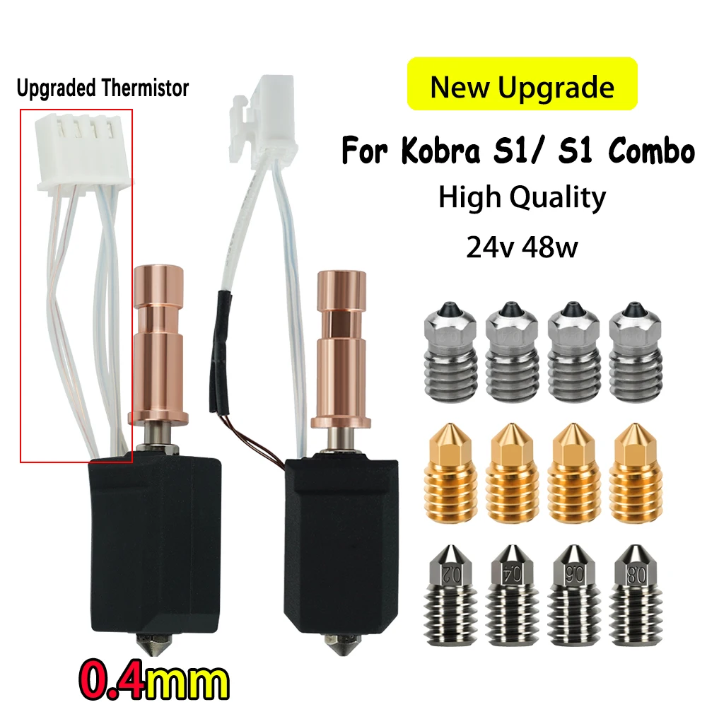 02 04 06 08 mm Hotend für Kobra S1 Combo Druckkopf Hot End für Anycubic Kobra S1 Hotend Kobra S1 Düse aus gehärtetem Stahl Image