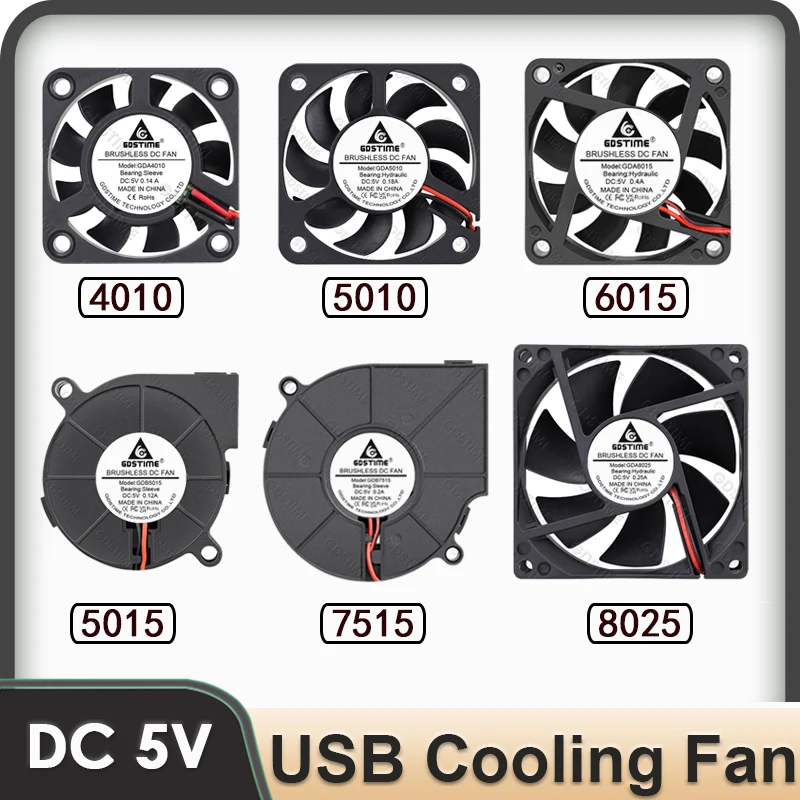 Gdstime DC 5V USB Kühler Lüfter Bürstenlosen Abluft Gebläse 40MM/50MM/60MM/70MM/80MM Kühler Zubehör Für 3D Drucker Kühlung Image