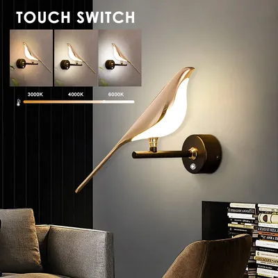 360° Rotatable Magpie Bird LED Wall Lamps for Kitchen Dinning Interior LED Wall Lights Wall Sconce Lighting Fixtures for Bedroom