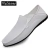 Valstone Weiß Leder casual schuhe männer Herbst Slip-on loafers weichen italienischen leder wohnungen super licht Mokassins Plus größe 38-47