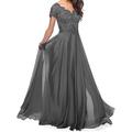 Elegantes A-Linien-Mutter der Braut Kleid Herz-Ausschnitt und Falten Bodenlang Kurzarm Polyester