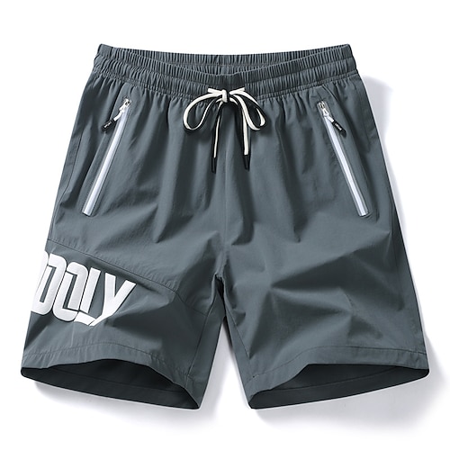 Herren Buchstaben Zahlen Sportshorts Kurze Sporthose Tennishose Kordelzug Reißverschluss Tasche Schnelltrocknend Feuchtigkeitsableitend Atmungsaktiv Tennis Golfspiel Pickleball Shorts Schwarz Image