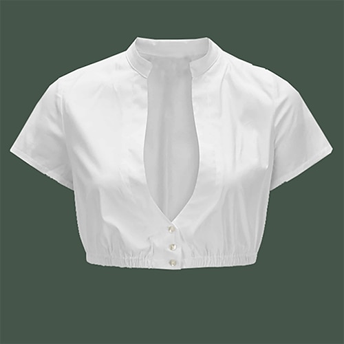 Oktoberfest Dirndlbluse Dienstmädchen Bayerisch Deutsch Wiesn Damen Karneval Bier Festival Stoff im traditionellen Stil Bluse Image