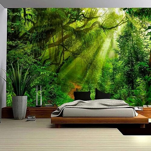 Waldlandschaft hängende Wandteppich Wandkunst große Wandteppich Mural Dekor Fotohintergrund Decke Vorhang Wohnraum Schlafzimmer Dekoration Image