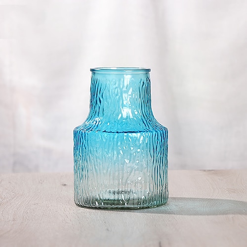 nordische Glasvase für Wohndekoration, klare hydroponische Blumenvase für den Tisch, minimalistische Wohnzimmerdekoration für frische oder getrocknete Blumen Image