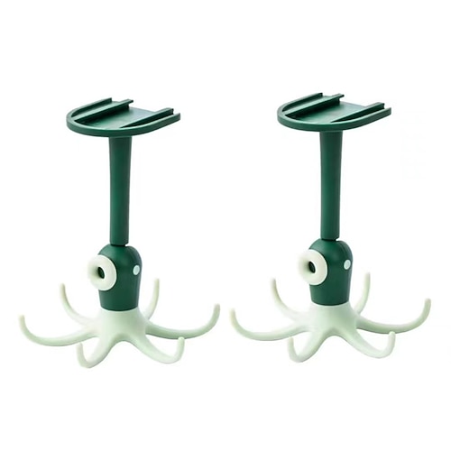 2er-Pack 360° drehbare Oktopus-Haken, Wandmontage ohne Bohren An der Decke montiertes Küchenregal, selbstklebender Hängeorganizer für Utensilien Werkzeuge Image