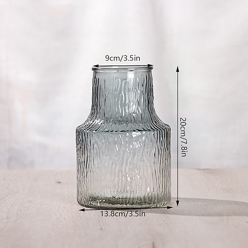 nordische Glasvase für Wohndekoration, klare hydroponische Blumenvase für den Tisch, minimalistische Wohnzimmerdekoration für frische oder getrocknete Blumen Image