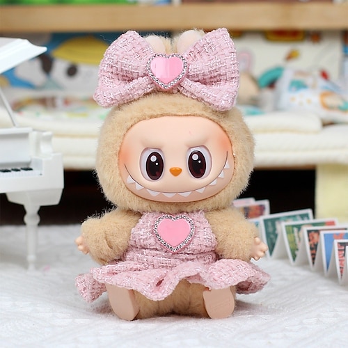 Kleidungsset für 17 cm Puppen ForLabubu Mode Kleidung Zubehör Outfit geeignet für 6,69 Zoll (17 cm) Puppe Weiche Baumwollkleidung Ersatz Keine Puppe NUR Kleidung