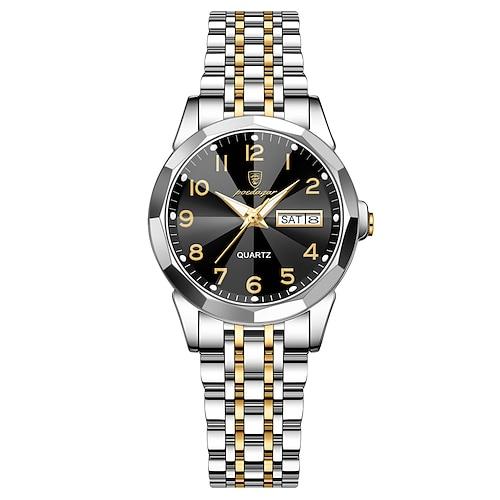 Luxus damen armbanduhr wasserdicht leuchtende datum woche frauen quarzuhr edelstahl damen uhren