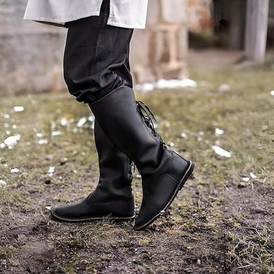 Mittelalterlich Renaissance Schuhe Stiefel Kniehohe Stiefel Ren Faire Pirat Wikinger Kreuzritter Herren Keltisch Seeräuber Halloween Maskerade Party Abend LARP Renaissance-Messe Erwachsene Schuhe Image