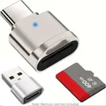 Lettore TF di tipo C con guscio in lega di zinco, lettore di schede SD con adattatore da USB C a