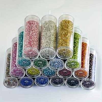 TEMU 21600pcs, 2mm Bohemian Style Glass Beads, 18 Bottles/pack, Stitch Loose Red And Golden Mixed Colors For Diy Hair Accessories Necklaces Bracelets Clothing Accessories Image