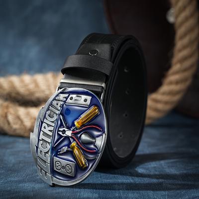 TEMU Western Cowboy Pu Leather-belts - Vintage Belt Floral Engraved Belt For Jeans Image
