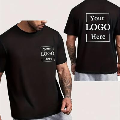"TEMU Men's Casual Crew Neck Short Sleeve T-shirt With " Here" Print - Black, Lightweight, Heat Transfer Design For Gifts, Team/friend/pet Apparel, Casual Wear | Graphic Tee | , Plus Size" Image