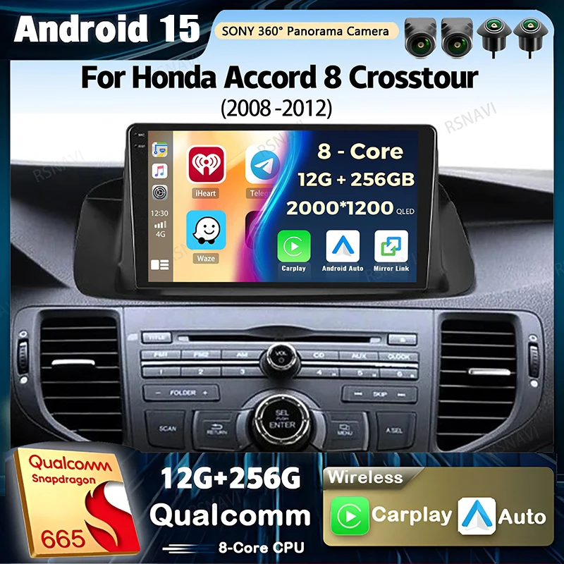 Android 15 Carplay Auto Radio Für Honda Accord 8 Crosstour 2008-2012 Multimedia Video Player Navigation GPS Stereo 2Din DVD DSP Image