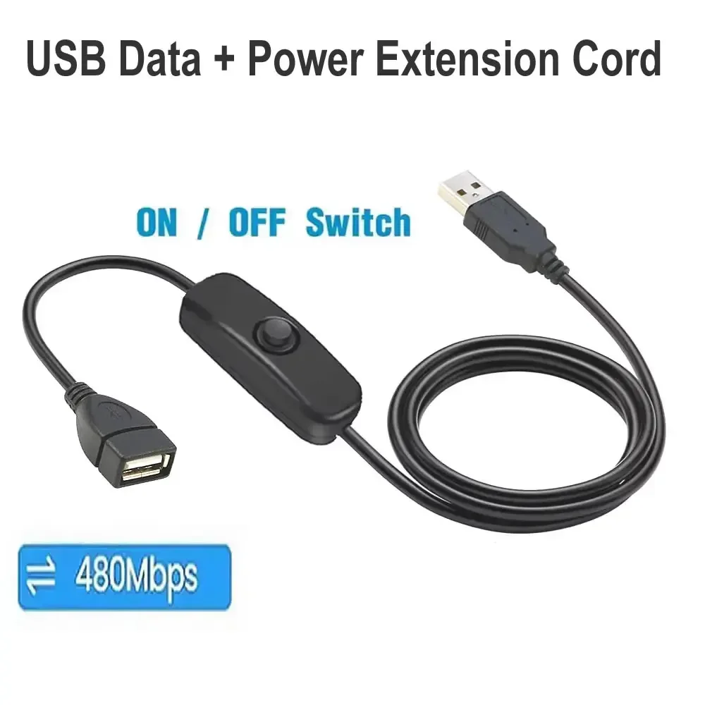 USB-Kabel-Verlängerungskabel, Datensynchronisierungs-Ladegerät mit Schalter, EIN/AUS-Kabel, Verlängerung, USB 2.0, Stecker auf Buchse, Verlängerungskabel Image