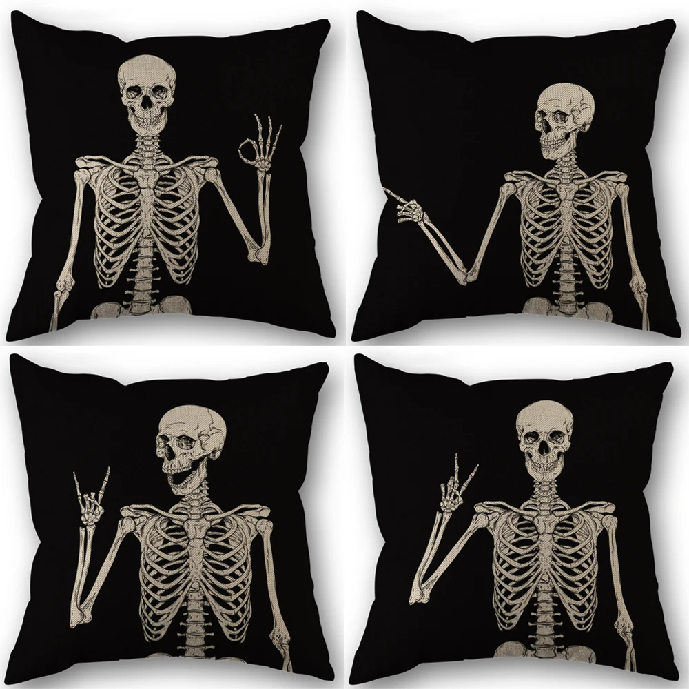 1pc, gruselige Schädel Kissen bezug für Gothic Halloween Dekor für Wohnzimmer, Sofa, Auto, Kissen bezug und Home Party Kissen bezug
