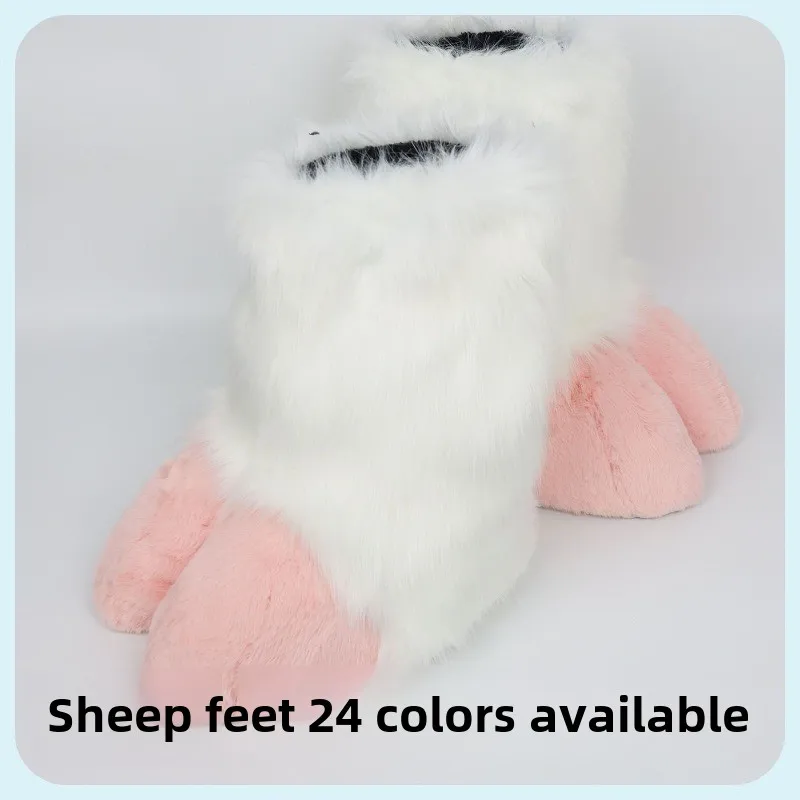 Anpassbare Kig Pelzige Schuhe Fursuit Cosplay Tier Füße Niedliche Plüsch Kigurumi Fursuits Outfits Halloween Karneval Party Männer Frauen Image
