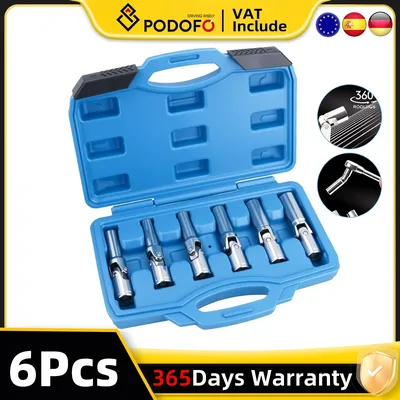 6Pcs 3/8" Drive Socket Wrenches Set Universal Spark Plugs Sockets Set Combination Tool 8 9 10 12 14 16mm Spark Plug Removal Tool