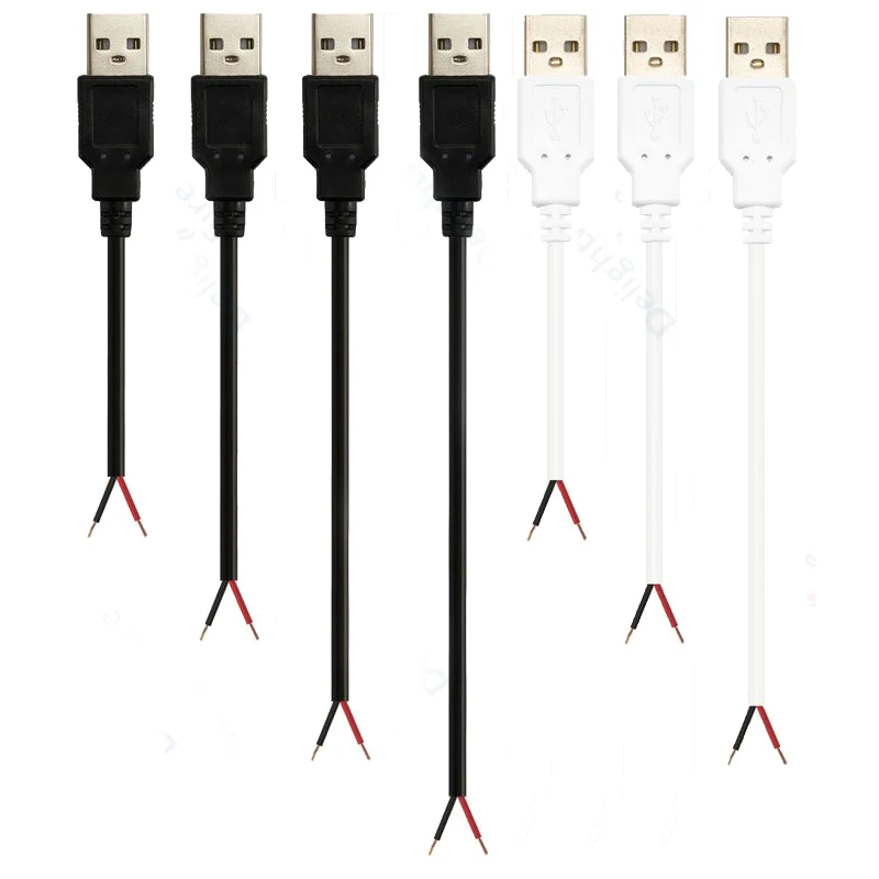 Pigtail USB-Kabel, männlich, weiblich, abisoliertes Stromkabel, 12 V, Ersatzanschluss für USB-LED-Streifen, ersetzt Reparaturventilatoren, Lautsprecher Image