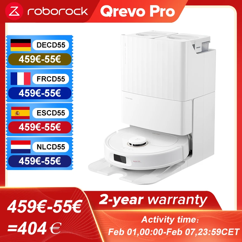 roborock Qrevo Pro (Upgrade von Qrevo S, S7 max ultra), Saugroboter mit All-in-One-Ladestation, FlexiArm-Design für Randnahes Wischen, dynamische Heißwasser-Moppwäsche und automatischer Moppdrocknung, Image