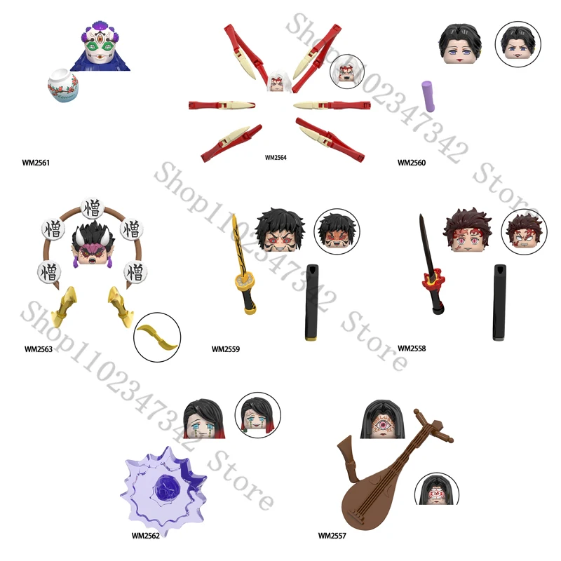 WM6163 Dämon Slayer Bausteine Nakimi Tanjirou Tamayo Muzan Enmu Gyokko Mini Spielzeug Kinder Geschenke WM 2557 2558 2559 2560 2563 2564 Image