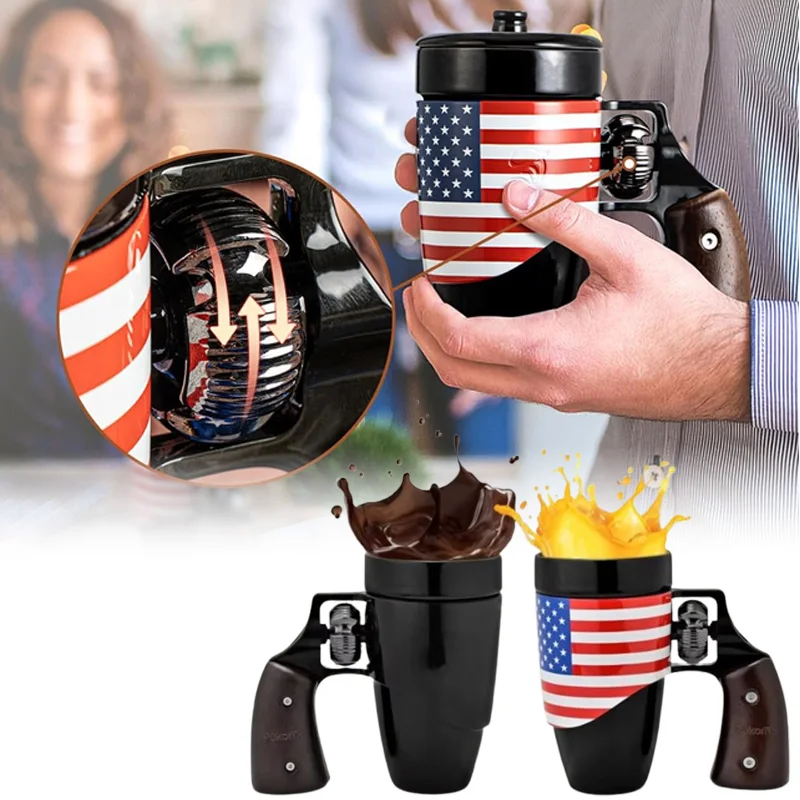 Waffenförmige Keramik-Kaffeetasse für Männer – neuartige Revolver-Tasse, Geschenk für Papa, Vatertag/Geburtstag, einzigartige schwarze Teetasse für den Bürogebrauch Image