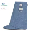 Frauen Mid-kalb Stiefel Mode Design Mit Schloss 6CM Keile Heels Trend Vielseitige Frau Umgeschlagenen Rand Western stiefel Punk Schuhe