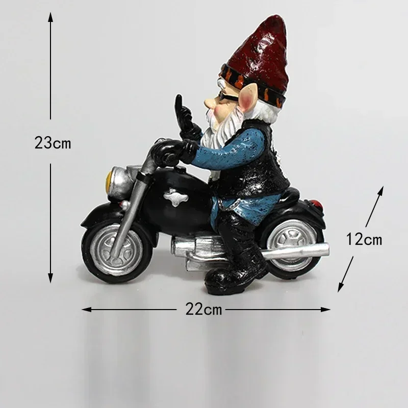 1 pièces Gnome nain résine artisanat décoration de jardin ornements de maison motard vieil homme équitation moto Statue décorations de jardinage