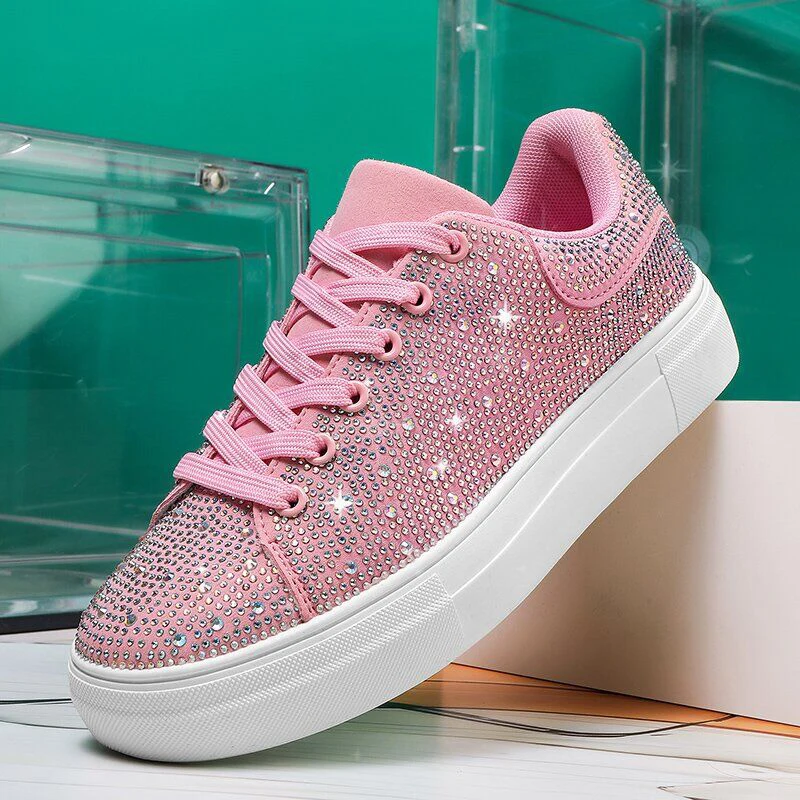 2024 nuove scarpe da donna di moda sneakers di lusso scarpe da passeggio con fondo spesso per donna scarpe sportive Casual scarpe da donna lucide Bling