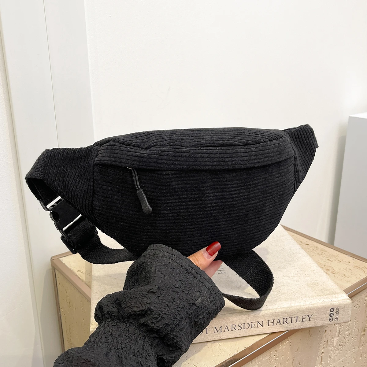 Marsupio da donna da uomo in velluto a coste Borse a tracolla da donna in tela piccola per marsupio da donna Borsa da petto femminile per telefono alla moda