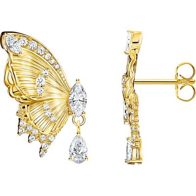 Paar Ohrstecker THOMAS SABO "Butterfly Paradise Ohrstecker im Schmetterling-Design", gold (gelbgoldfarben, weiß, weiß), Ohrringe, Damen, Silber 925 (Sterlingsilber), mit Zirkonia (synth.) Image