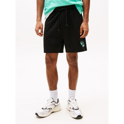 Sweatshorts TOMMY JEANS "TJM RLX STACK LOGO SWEATSHRT EXT", Herren, Gr. S, N-Gr, schwarz, Web, Obermaterial: 100% Baumwolle, unifarben, casual, normal kurz, Hosen, Mit Kordelzug Image