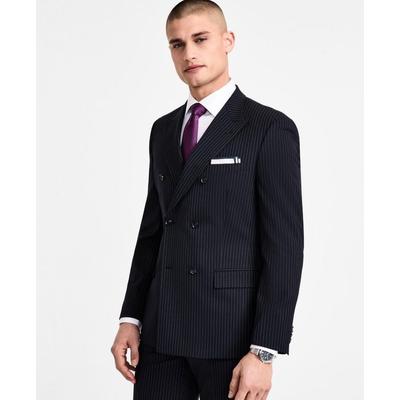 Slim-fit Pinstripe Double-breasted Suit Jacket - Blue - Alfani Jackets