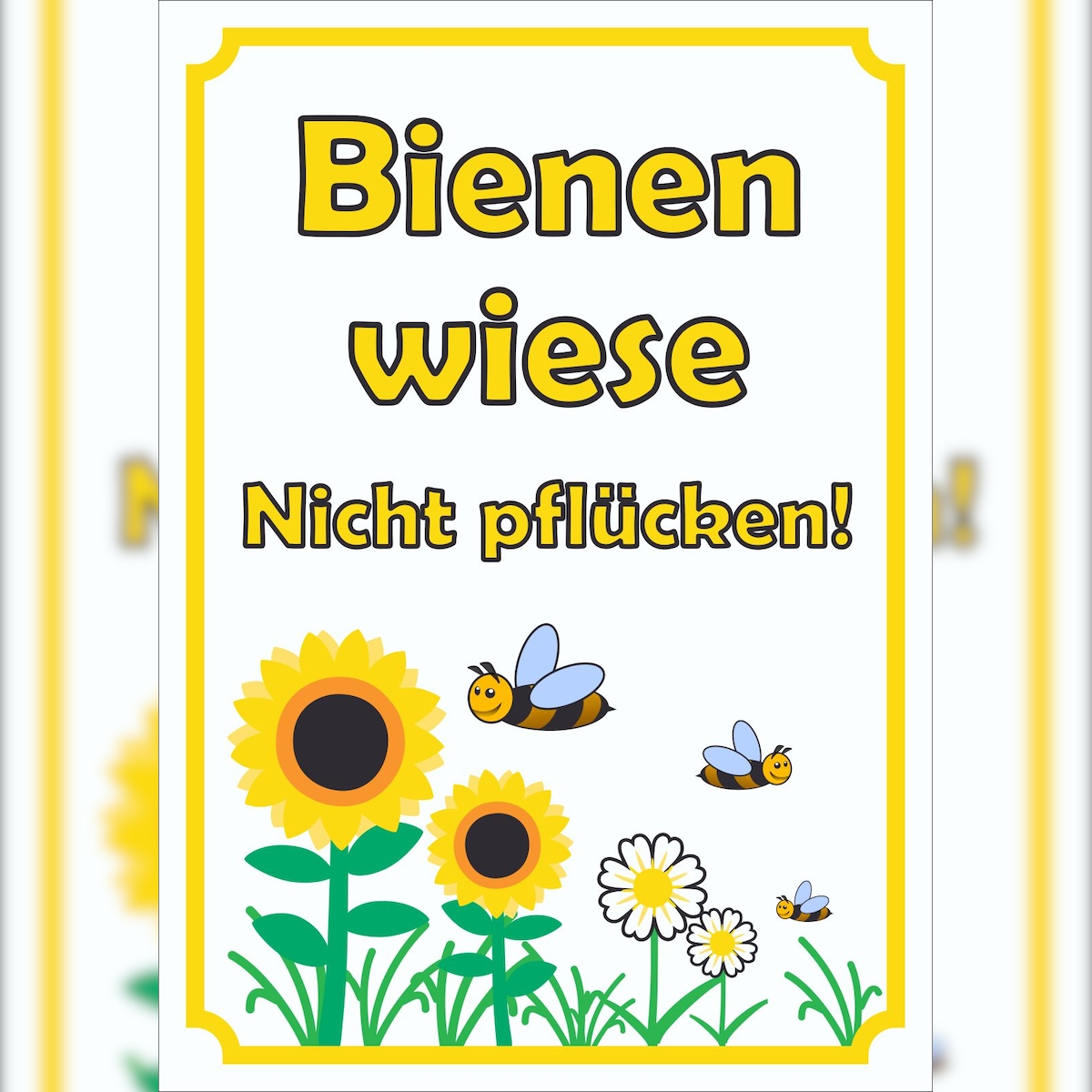 HB-Druck Schild Bienenwiese Nicht pflücken hochkant A0 (841x1189mm) Image