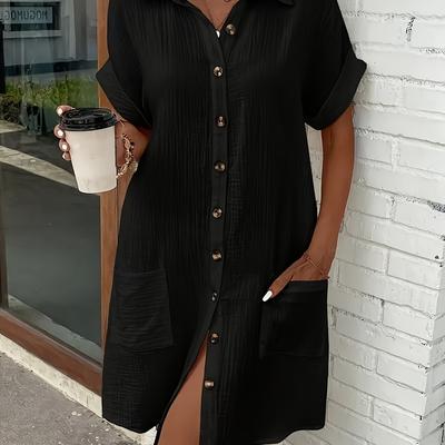 TEMU Summer Women' Color Elegant Shirt Dress Image