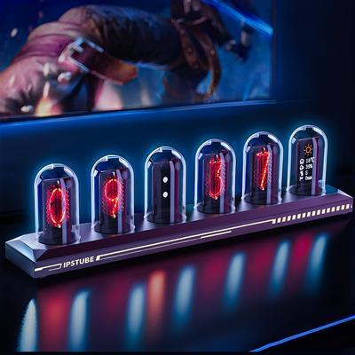 TEMU Mexllex Nixie Tube Rgb Retro Digital Clock Night Light With Usb Line, Ips Clock, Support Wi-fi Time Calibration, App Control, Wheather Mode, Decorate For Desk, Room, Used For Gift Image