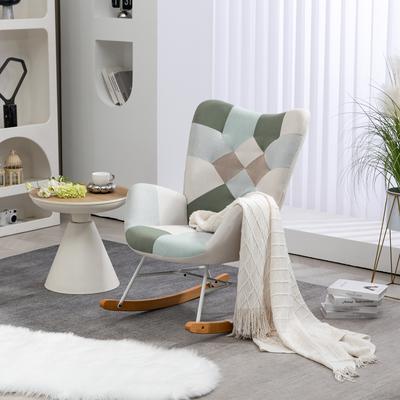 TEMU Meuble Cosy Rocking Chair Relaxing Armchair Upholstered Armchair With Armrests, High Back, Fabric With Metal Wood Legs, For Living Room, Bedroom, 85x69x98cm Image