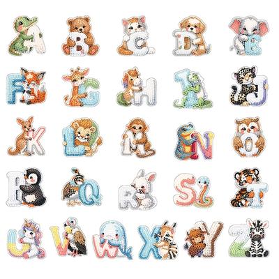 TEMU 26pcs Diy Diamond Painting Keychain, Round Shape, Acrylic () Material, Colorful, Cute, Unique Alphabet Style, With Animal Theme, For Party Decorations, Diy Craft Lovers, Beginners Image