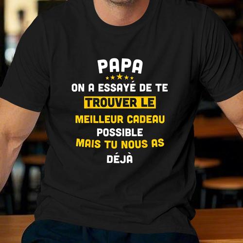 TEMU T-shirt Décontracté pour Homme à Manches Courtes - Imprimé avec Motif ""Papa"", Motif Géométrique, Lavable en Machine, Haut d'Été Cadeau pour des Pères